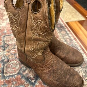 Boulet Brown Leather Western Boots